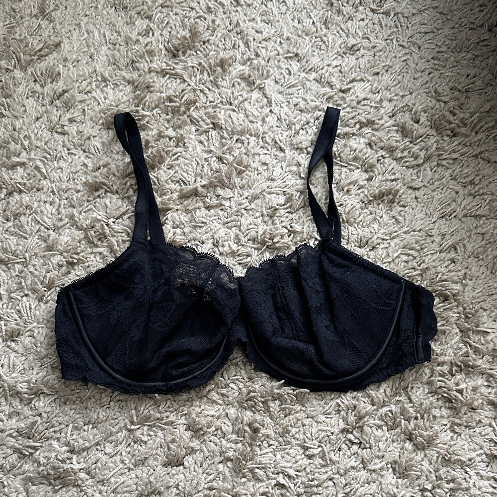Soma Black Sheer Lace Unlined Underwire Amorous Balconet Bra